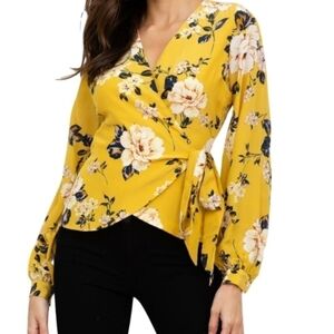 Yumi Kim Queen Bee Wrap Blouse Floral Print Size Large